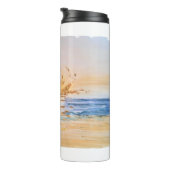 Seaside Sunrise - Waterverf Zeegezicht Schilderen  Thermosbeker (Geroteerd rechts)