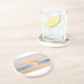 Seaside Sunrise - Waterverf Zeegezicht Schilderen  Zandsteen Onderzetter (Zijkant)