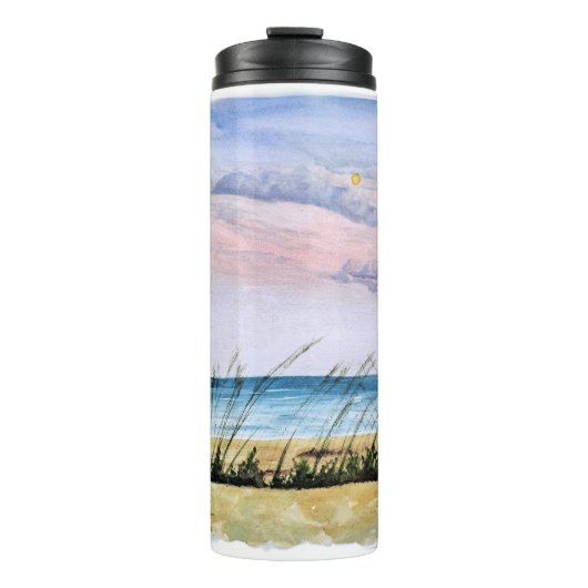 Seaside Sunrise - Waterverf Zeegezicht schilderij  Thermosbeker (Voorkant)