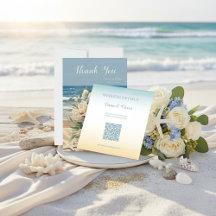 Seaside Theme Wedding QR Code Enclosure Card