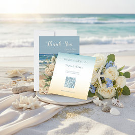 Seaside Theme Wedding QR Code Enclosure Card Kaart