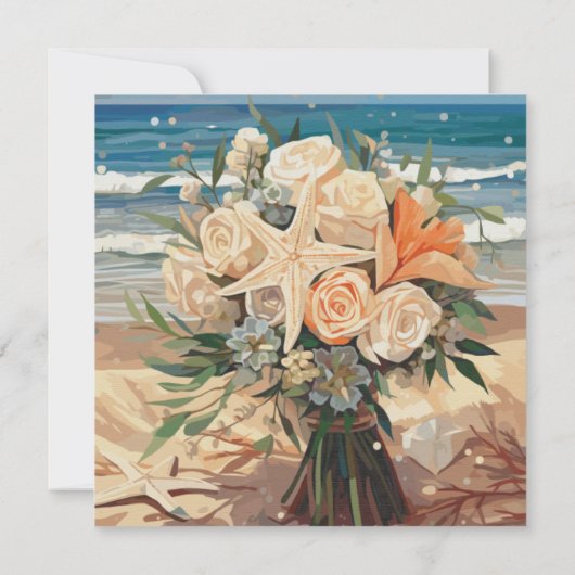 Seaside Theme Wedding QR Code Enclosure Card Kaart (Achterkant)