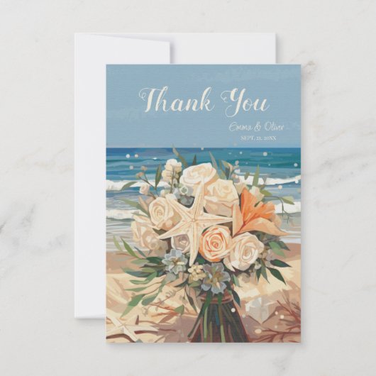 Seaside Theme Wedding Thank You Card Card Bedankkaart (Achterkant)
