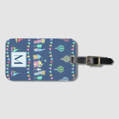 Seaside Town Sail Boats and Bunting Monogram Bagagelabel (Voorkant (horizontaal))