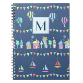 Seaside Town Sail Boats and Bunting Monogram Notitieboek (Voorkant)
