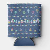 Seaside Town Sail Boats and Bunting Pattern Blue Blikjeskoeler (Voorkant)