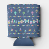 Seaside Town Sail Boats and Bunting Pattern Blue Blikjeskoeler (Achterkant)