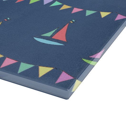 Seaside Town Sail Boats and Bunting Pattern Blue Snijplank (Hoek)