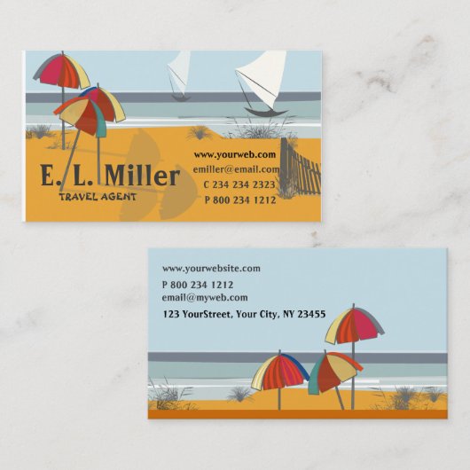 SEASIDE Travel Umbrellas Visitekaartje (Voorkant / Achterkant)