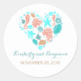 Seaside Treasures Parels Hart nautische bruiloft Ronde Sticker