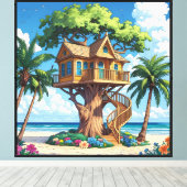 Seaside Treehouse Canvas Afdruk (Insitu (Houten vloer))
