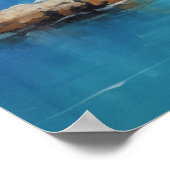 Seaside Village op de Cliffs Oil Painting Poster (Hoek)