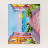 Seaside Village Sunset Watercolor Legpuzzel (Verticaal)