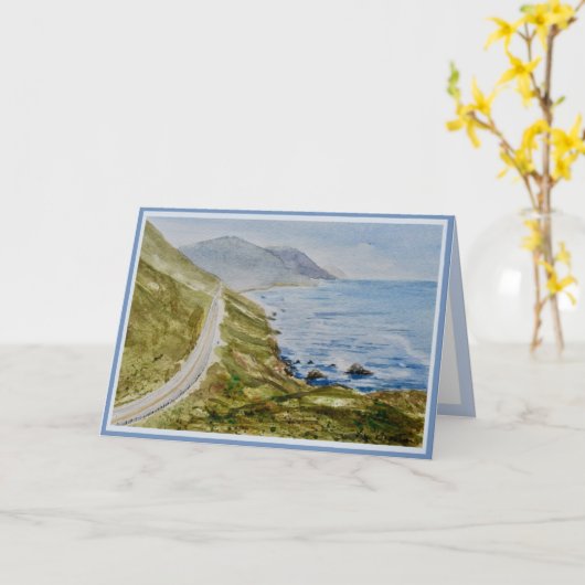 Seaside Waterverf Art Greetcard Kaart (Gele Bloem)