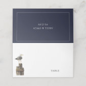 Seaside Waterverf Navy Blue Wedding Plaatskaartje (Buitenkant ongevouwen)