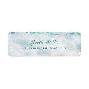 Seaside Waves Artwork Hand Script Return Address Etiket