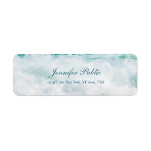 Seaside Waves Artwork Handgeschreven Script Text Etiket