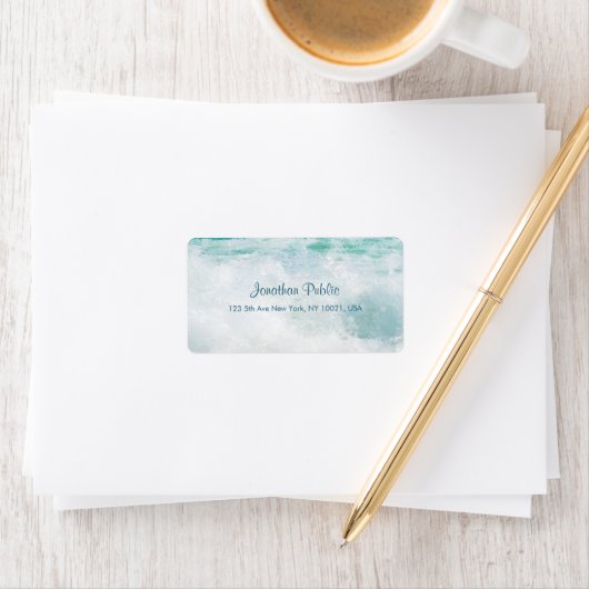 Seaside Waves Handgeschreven Script Tekst Chique A Etiket (Insitu)