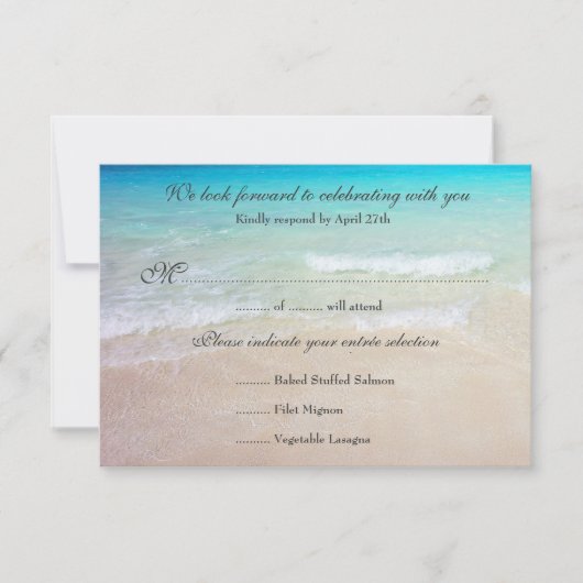 Seaside Weddenschap Reply Exact Guest Count Menu (Voorkant)