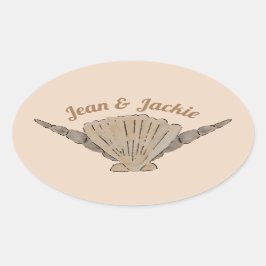 Seaside Wedding Arrangement of Shells Ovale Sticker