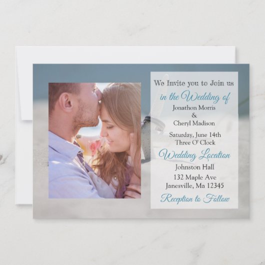 Seaside Wedding Bands Thleing Photo Wedding Invite Kaart (Voorkant)
