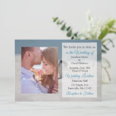 Seaside Wedding Bands Thleing Photo Wedding Invite Kaart (Staand voorkant)