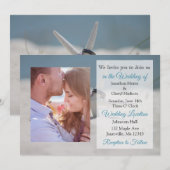 Seaside Wedding Bands Thleing Photo Wedding Invite Kaart (Voorkant / Achterkant)