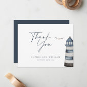Seaside Wedding Dank u kaart Notitiekaartje (Voorkant / Achterkant in situ)