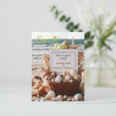 Seaside Wedding Feesten op het strand Aankondigingskaart (Staand voorkant)