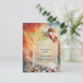 Seaside Wedding Feesten op het strand Aankondigingskaart (Staand voorkant)