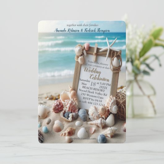 Seaside Wedding Feesten op het strand Kaart (Staand voorkant)