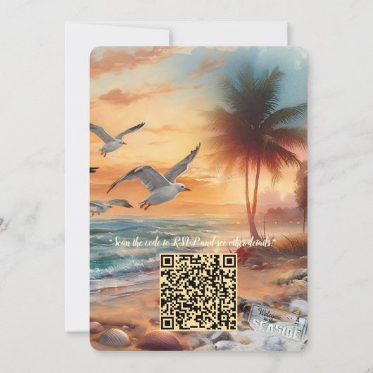 Seaside Wedding Feesten op het strand Kaart (Achterkant)