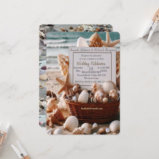 Seaside Wedding Feesten op het strand Kaart (Voorkant / Achterkant in situ)