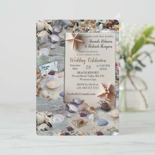 Seaside Wedding Feesten op het strand Kaart (Staand voorkant)