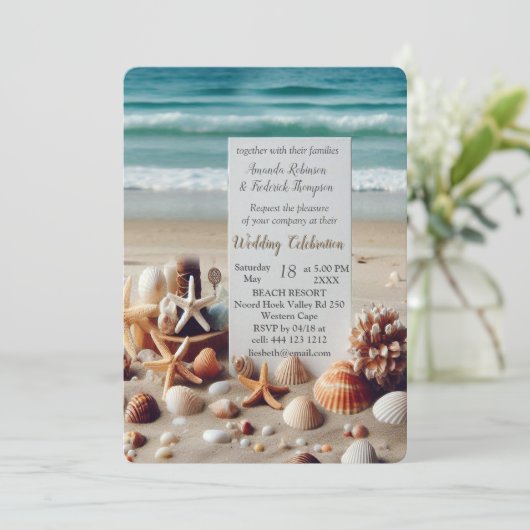 Seaside Wedding Feesten op het strand Kaart (Staand voorkant)