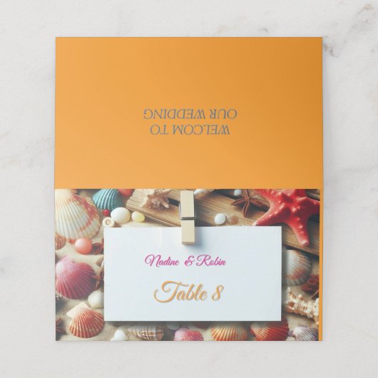 Seaside Wedding Feesten op het strand Plaatskaartje (Buitenkant ongevouwen)