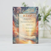 Seaside Wedding Feesten op het strand RSVP Kaartje (Staand voorkant)