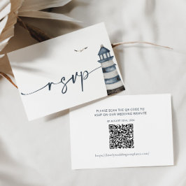 Seaside Wedding RSVP QR Code Kaart Notitiekaartje