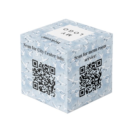Seaside welkom bedrijf logo QR codes info tabel Kubus (Achter hoekig)