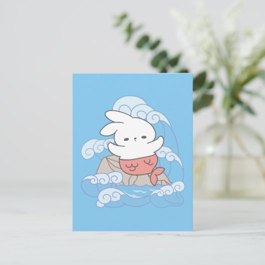 Seaside Whimsy Mer-Bunny Avontuur Briefkaart (Staand voorkant)