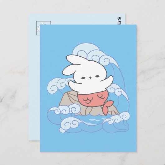 Seaside Whimsy Mer-Bunny Avontuur Briefkaart (Voorkant / Achterkant)