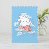 Seaside Whimsy Mer-Bunny Avontuur Feestdagenkaart (Staand voorkant)