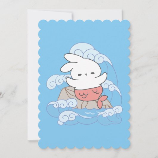 Seaside Whimsy Mer-Bunny Avontuur Feestdagenkaart (Voorkant)