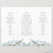 Seaside White Hydrangea n Starfish Wedding Program (Achterkant)
