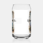 Seaside Window View Watercolor Coastal Scene Blikvorm Glas (Links)