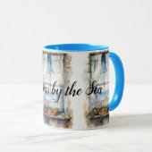 Seaside Window View Watercolor Coastal Scene Mok (Voorkant rechts)