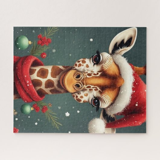 Season Greetings Giraffe Legpuzzel (Horizontaal)