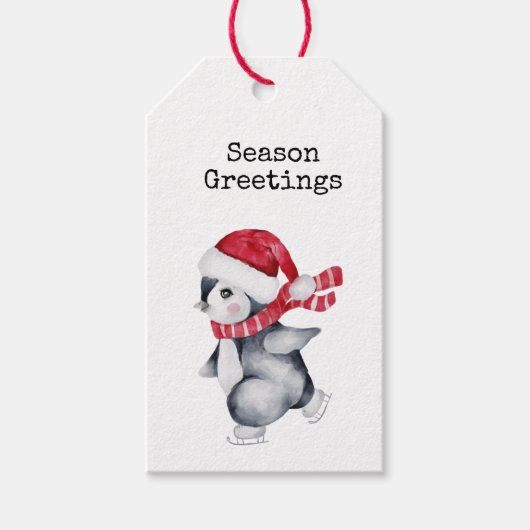 Season Greetings Penguin Cadeaulabel (Voorkant)