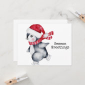 Season Greetings Penguin  Kaart (Voorkant / Achterkant in situ)