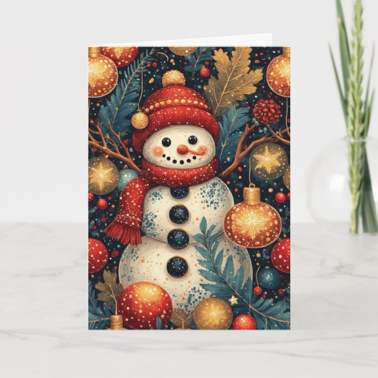 Season Greetings Snowman Kaart (Voorkant)